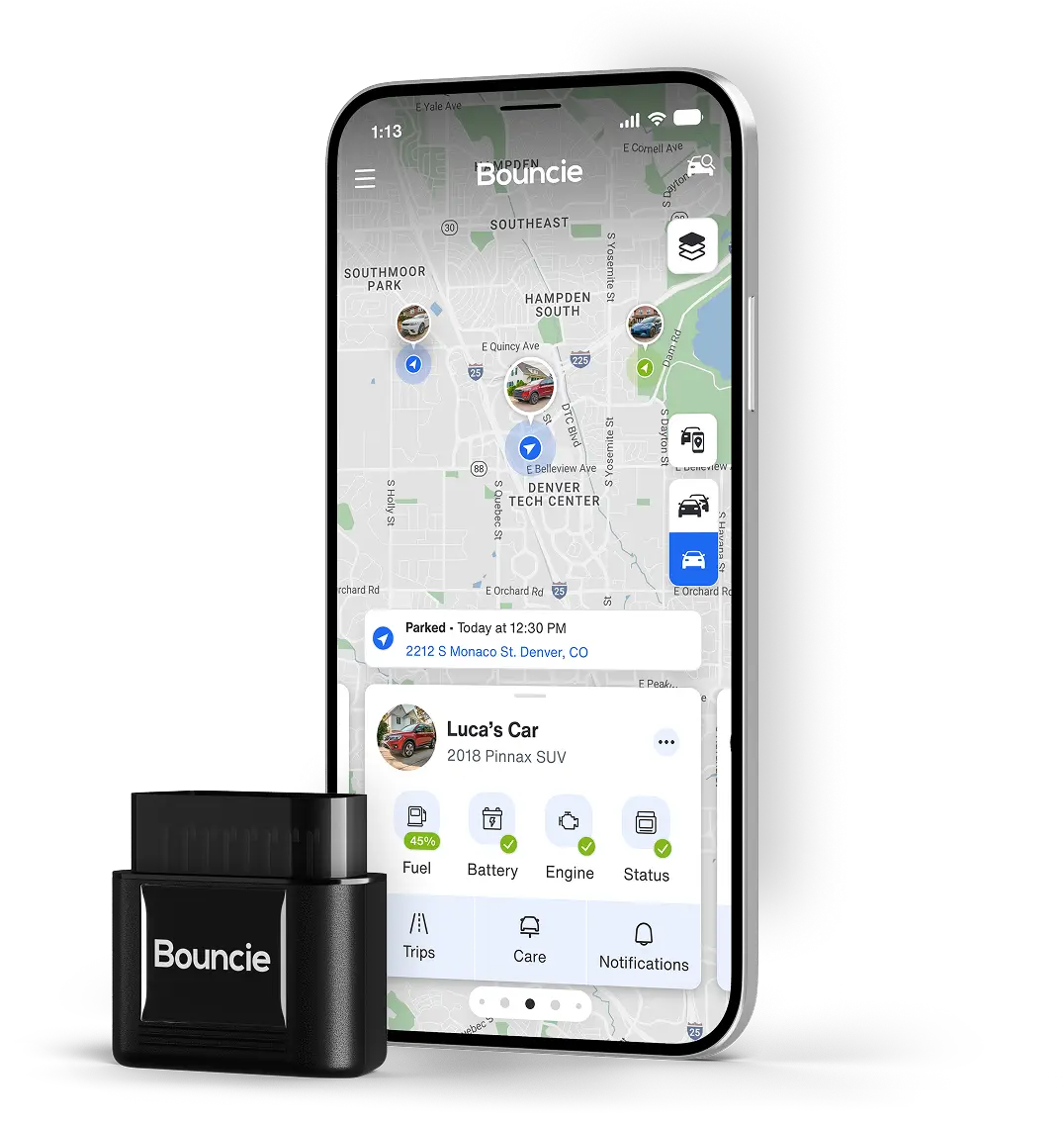 Dispositivo GPS Bluetrace con app móvil